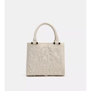 NEW Zara SATIN EFFECT PEARL BAG
